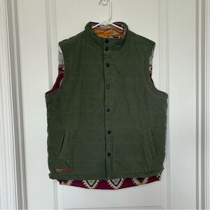 Simply Southern Aztec Lined Quilted Vest Olive Green Men’s Large